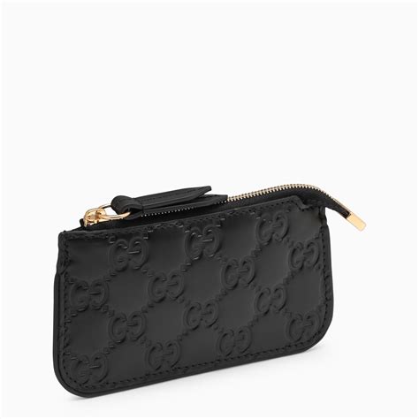 gucci astuccio portachiavi in pelle e tessuto di colore nero|Gucci Portachiavi .